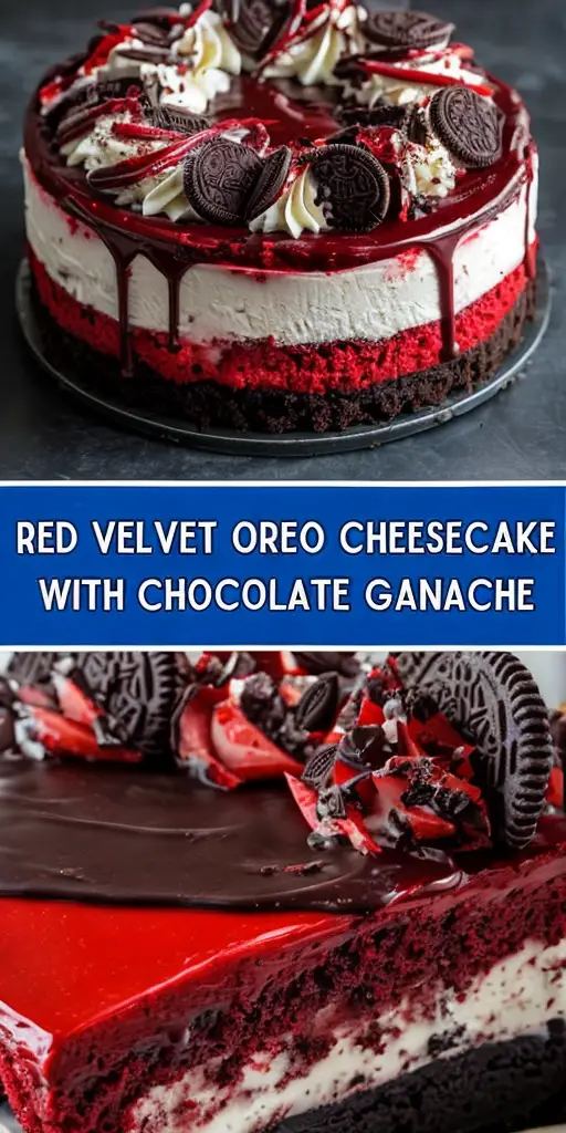 Indulge in Irresistible Red Velvet Oreo Cheesecake with Chocolate Ganache