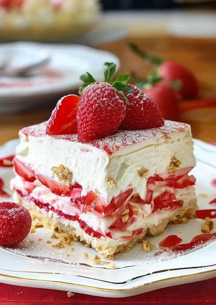 Delicious No-Bake Strawberry Cheesecake Lasagna Recipe for Dessert Lovers