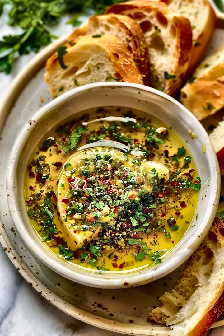 Irresistible Olive Oil Dip Paired with Warm Artisan Bread