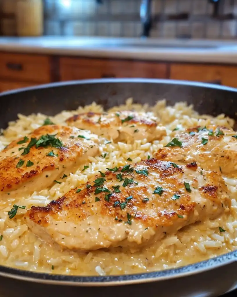 Quick and Delicious One-Pan Creamy Parmesan Chicken with Rice