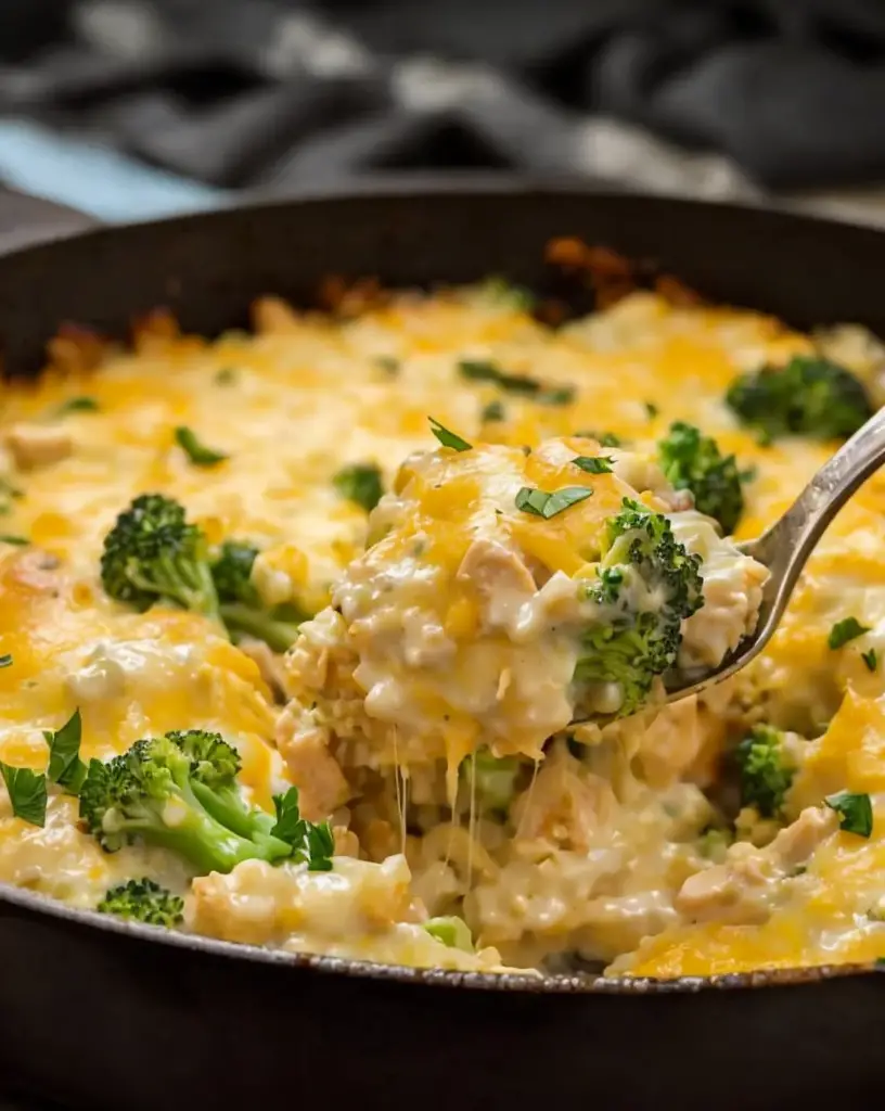 Easy One Pot Cheesy Chicken Broccoli Rice Casserole Recipe