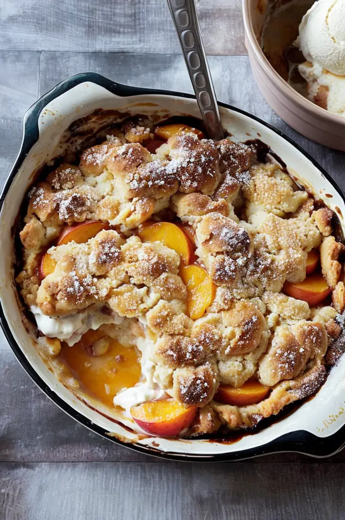 Deliciously Easy Peach Cobbler Recipe with Homemade Vanilla Ice Cream