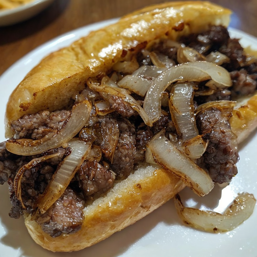 Irresistible Philly Cheesesteak Sandwich Loaded with Grilled Onions Recipe