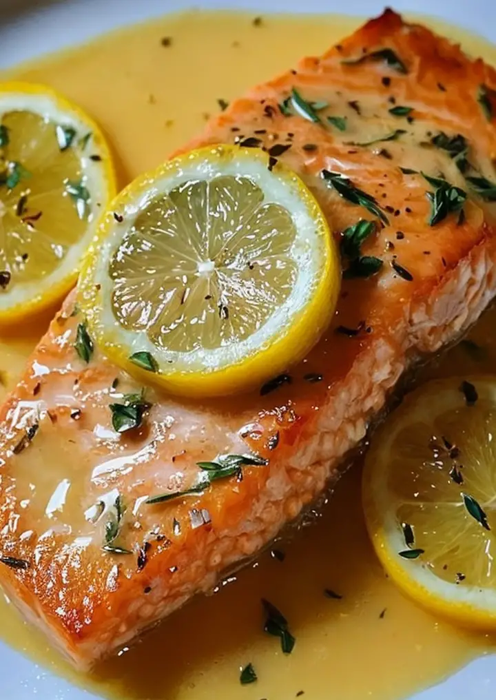 Poached Salmon with Zesty Lemon Sauce: A Delicious Seafood Delight