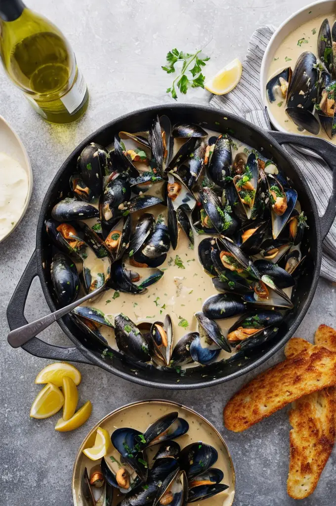 Quick Mussels Recipe with White Wine Garlic Sauce