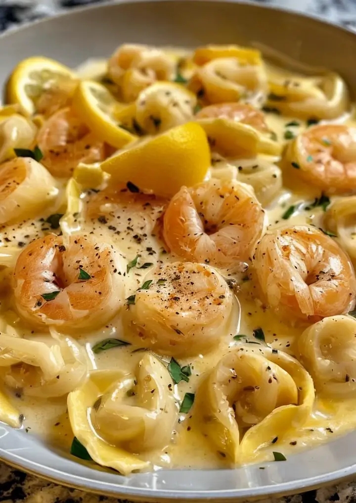 Delicious Shrimp Tortellini in Lemon Garlic Cream Sauce Recipe