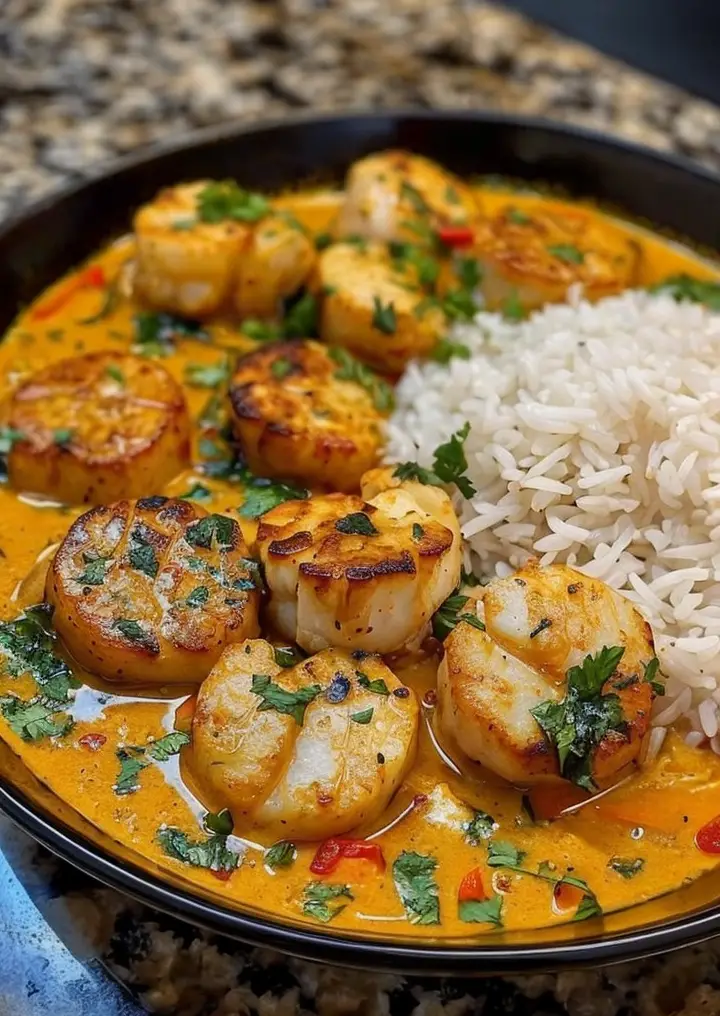 Indulge in Spicy Coconut Curry Scallops Tonight!