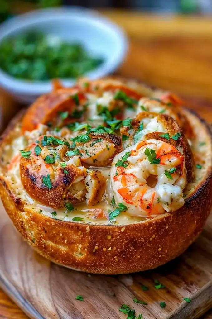 Ultimate Stuffed Seafood Soup Bread Bowl – Quick & Delicious