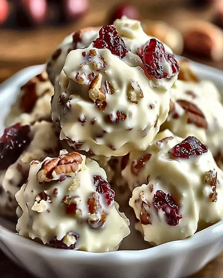 Indulge in Irresistible White Chocolate Cranberry Pecan Clusters Festive Treats