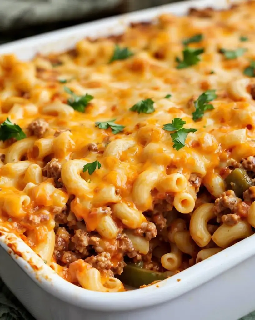 Easy Cheesy Beef & Macaroni Casserole Ready in 30 Minutes