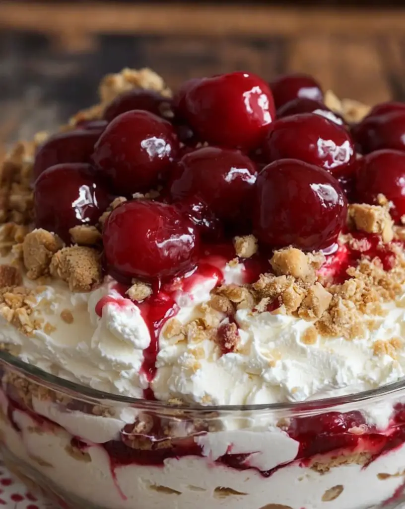 Easy Cherry Cheesecake Fluff | No-Bake Christmas Dessert Recipe