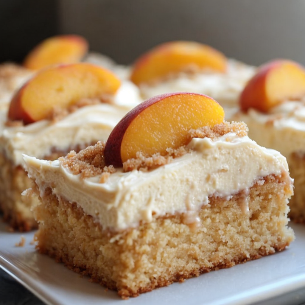 Easy Peach Cake with Brown Sugar Frosting (Family Favorite)