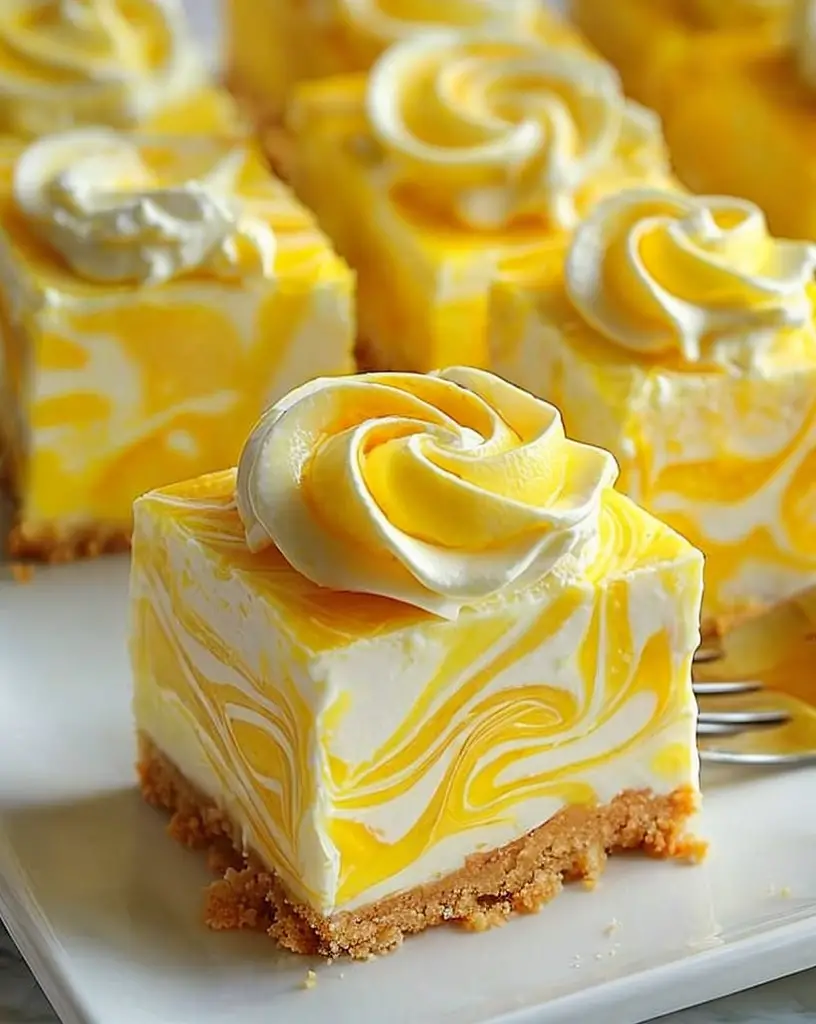 Easy Lemon Marbled Cheesecake Bars – Family Favorite