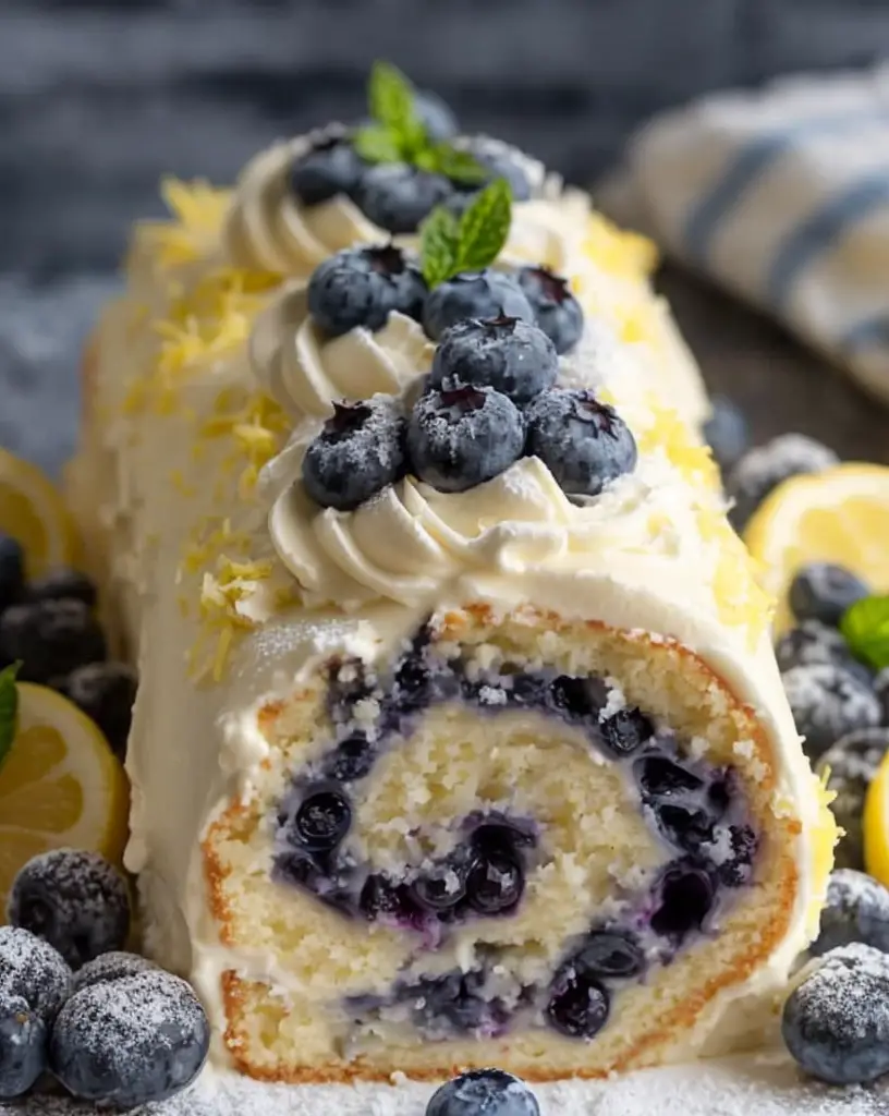 Perfect Lemon Blueberry Sponge Cake Roll – Ready in 30 Minutes