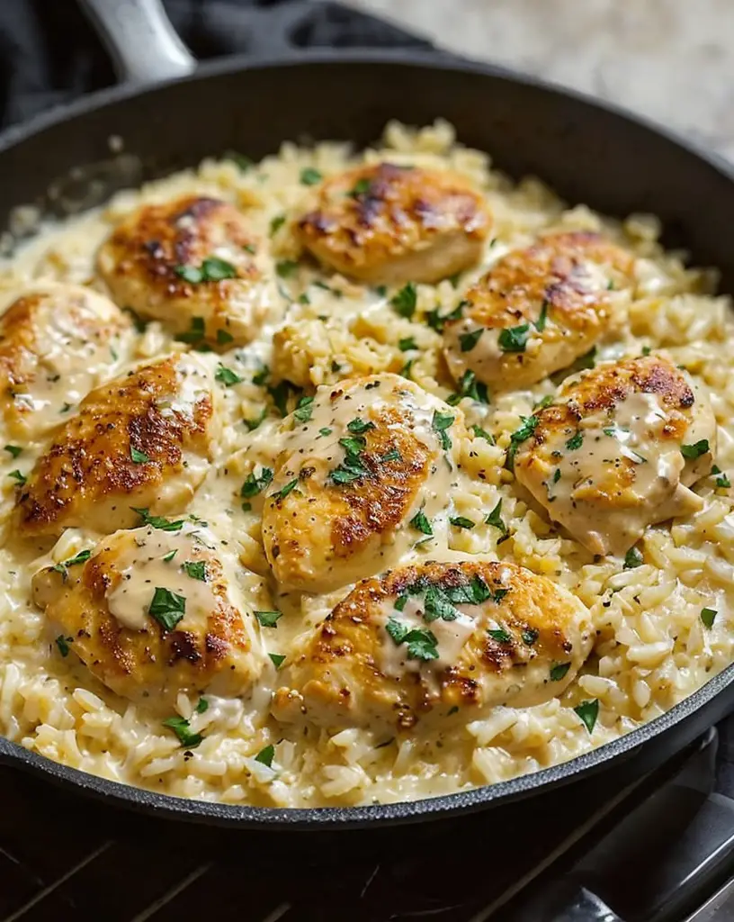 Creamy Parmesan Chicken & Rice – Easy One-Pan Recipe (Ready in 30 Minutes)