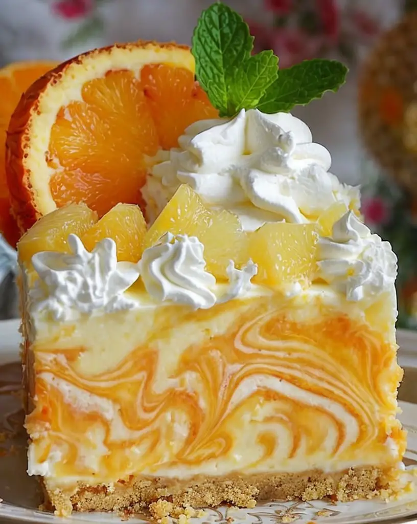 Refreshing Southern Pineapple Orange Swirl Cheesecake – Easy No-Bake Recipe