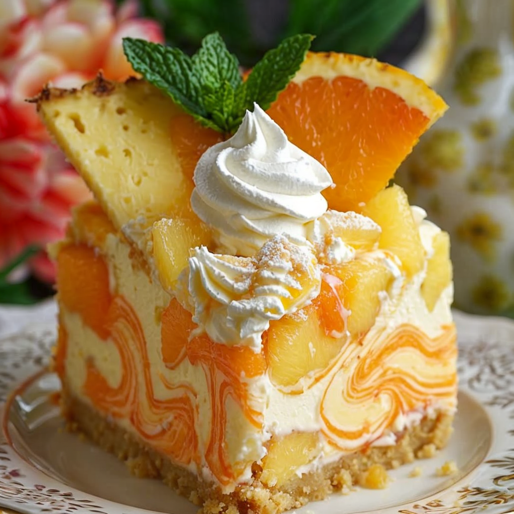 Refreshing Southern Pineapple Orange Swirl Cheesecake – The Ultimate Family Favorite