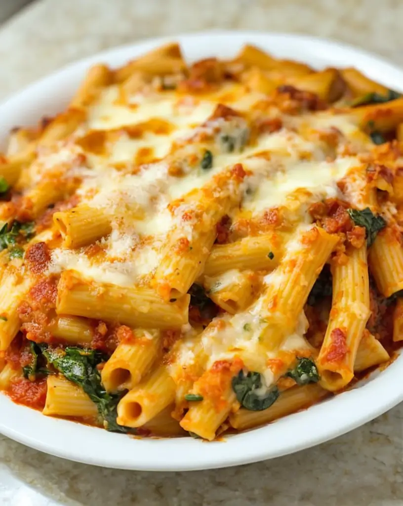 Homemade Spinach and Artichoke Baked Ziti – Family Favorite